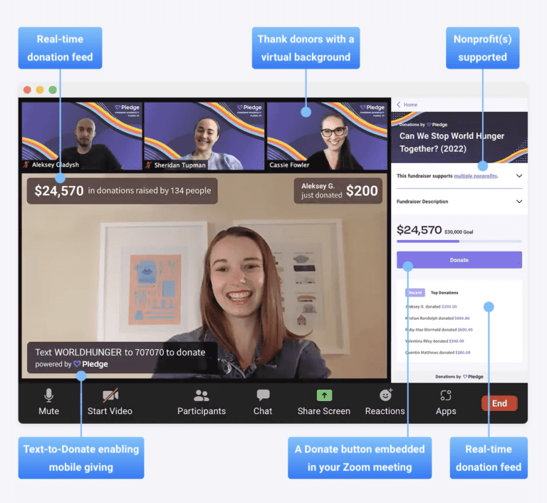 Pledge - Easily Fundraise Directly in Zoom