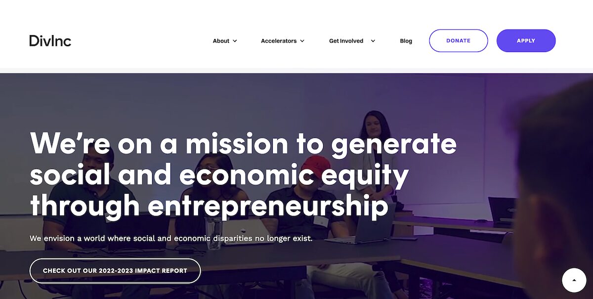 34 Amazing Nonprofit Website Designs 8 Building-Equity-Through-Entrepreneurship-DivInc
