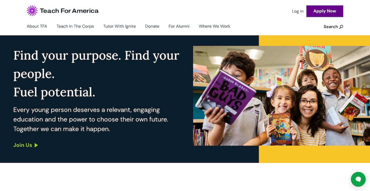 34 Amazing Nonprofit Website Designs 10 Find-Your-Purpose-Teaching-Programs-Teach-for-America