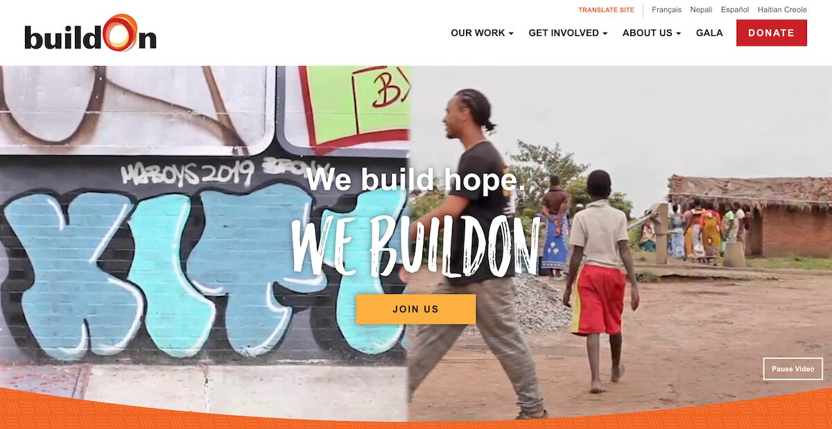 34 Amazing Nonprofit Website Designs 13 Homepage - buildOn