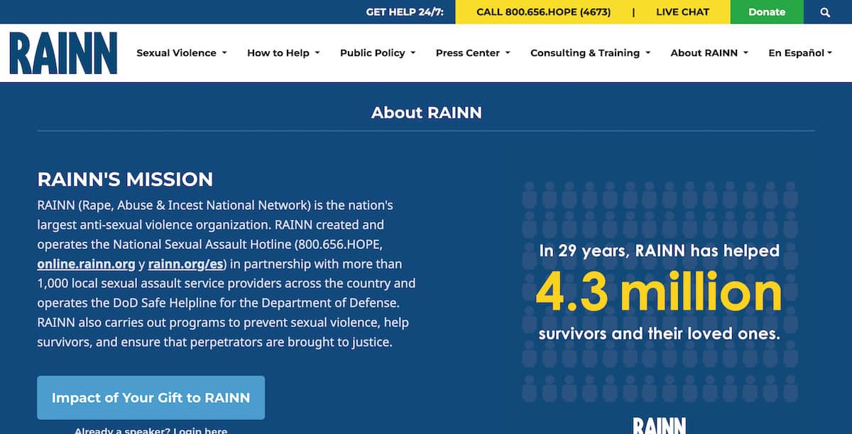 11 Essential Domestic Violence Charities Making a Difference 5 Domestic Violence Charities - RAINN (Rape, Abuse & Incest National Network)