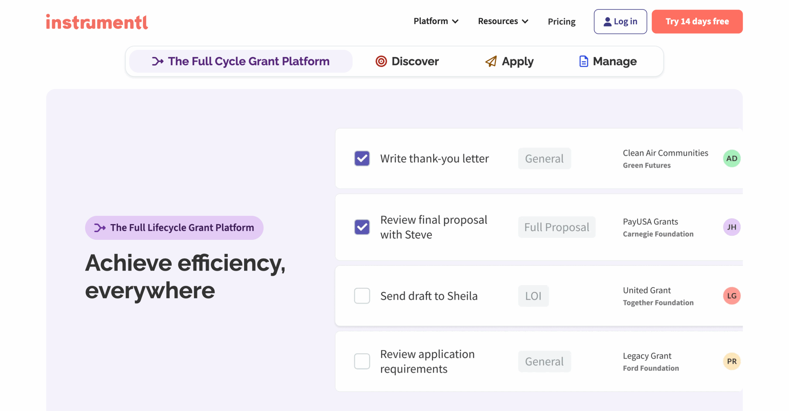 Instrumentl Guide: Streamline Your Grant Lifecycle and Unlock Funding Faster 2 full-lifecycle
grant platform