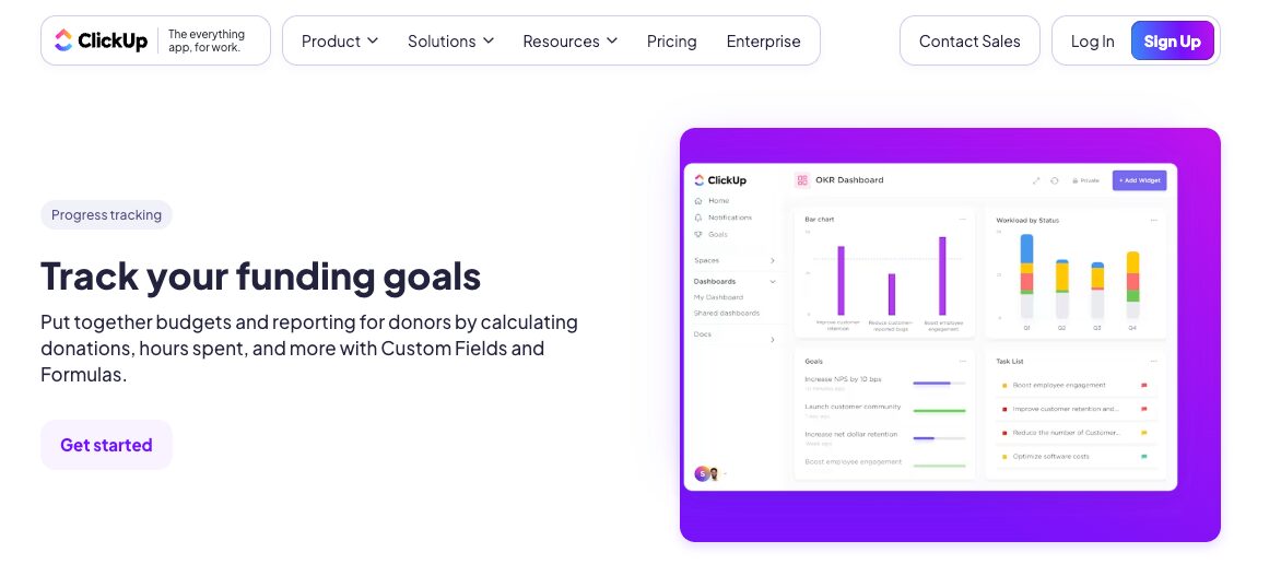 ClickUp for Nonprofits: Full Breakdown and Guide 2 Track your funding goals