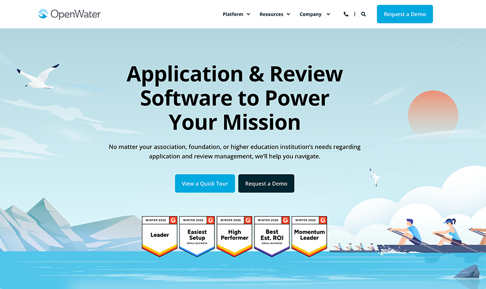 OpenWater’s homepage